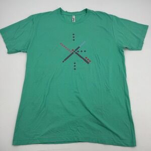 American Apparel PDX Carpet Graphic Tee Mens‎ L Green USA Made Shirt Portland